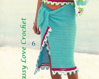 Crochet Sarong Pattern, Wrap Around Skirt, Beach Skirt Swimsuit Coverup- PDF Crochet Pattern