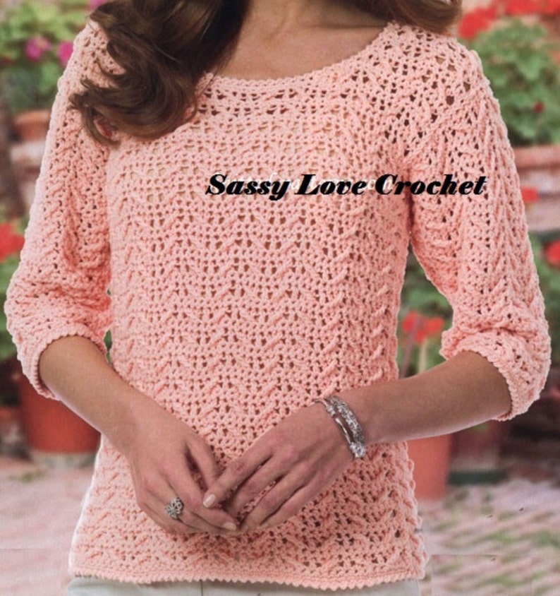 Crochet Sweater Pattern, Crochet Womens Sweater Pattern Instant Download image 1