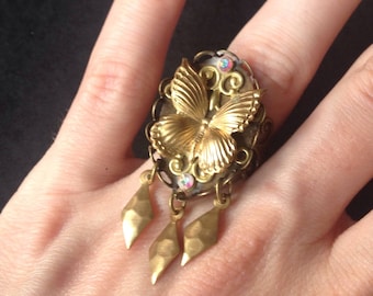 Ring adjustable gold Butterfly lace