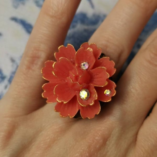 Bague fleur corail