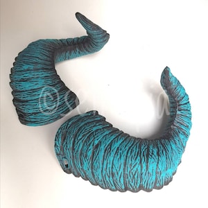 Pair of horn color green turquoise blue degraded colors, halloween costume idea