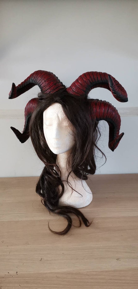 Monster Tentacles Four Horns Red and Black Headdress Hairstyle