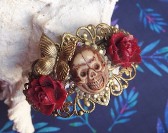 Bangle skullhead red roses