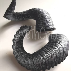 Pair of silver and black colored horns, metal