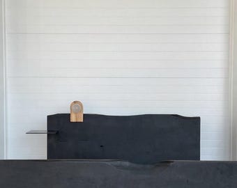 Live Edge Yakisugi Bed - Black Shou Sugi Ban Platform Bed - Handmade Modern Wood Bed Frame - Custom Charred Wood Bed