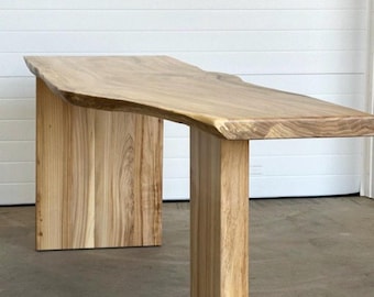 Live Edge Elm Desk | Modern Hardwood Slab Desk