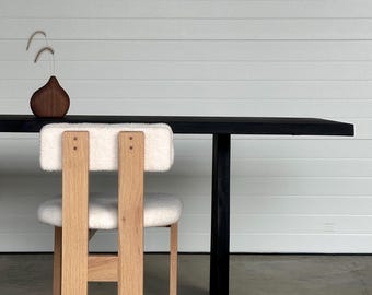 Natural White Oak Bouclé Dining Chair | Modern Cozy Flair | Wood Chair