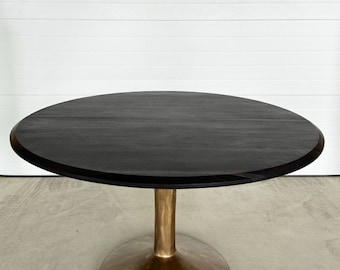 Custom Round Walnut Dining Table - 48 54 60 72 Inch - Pedestal Base - Ebonized Walnut Table