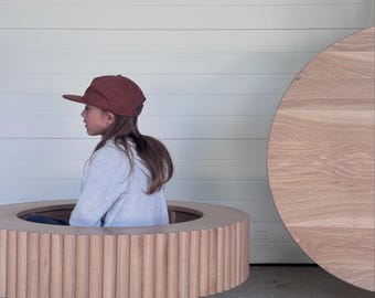 White Oak Coffee Table | Round Coffee Table | Circle Table | White Oak Fluted Table
