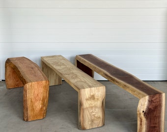 Live Edge Bench | Modern Bench | Hardwood Bench | Custom Bench