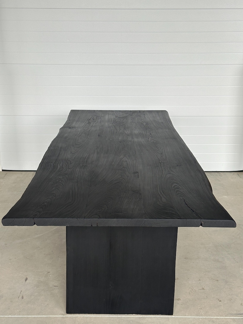 Mesa de comedor moderna negra – Mesa de comedor arquitectónica de madera maciza / Mesa de lujo artesanal / Fabricada bajo pedido imagen 6