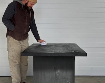 Shou Sugi Ban Dining Table – Handmade Yakisugi Charred Wood Table – Modern Black Solid Hardwood