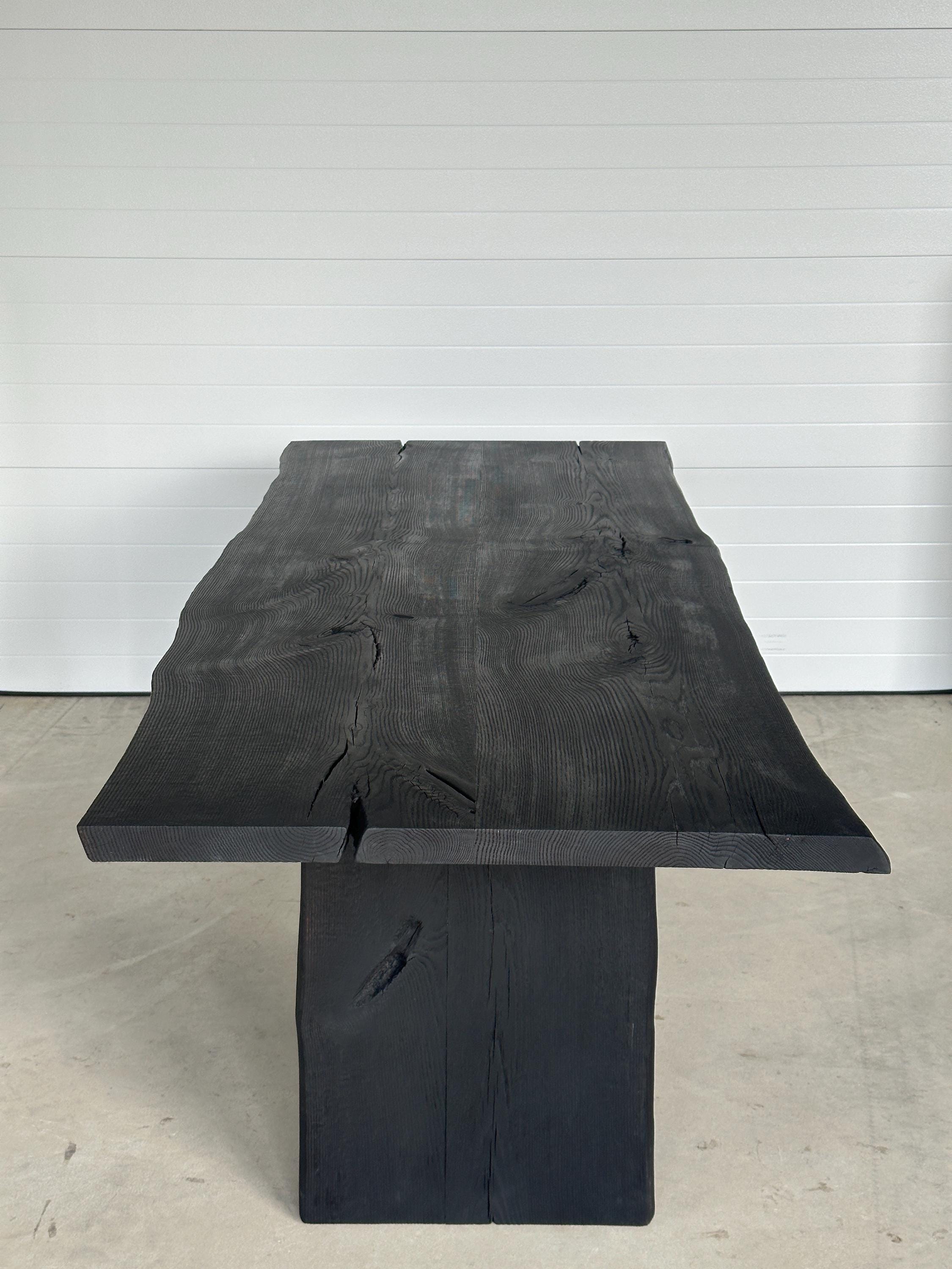 Yakisugi Charred Wood Dining Table – Japanese Burn Technique
