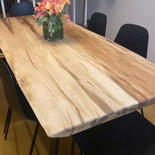 Live Edge Dining Table | Slab Table | Maple Dining Table | Rustic Modern Table | Custom Table