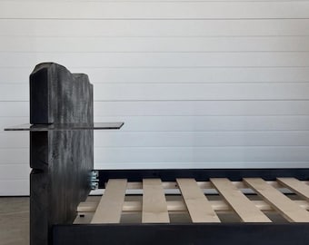 Black Charred Live Edge Bed - Yakisugi Platform Bed Frame - Organic Modern Bedroom Furniture - Handmade Solid Wood Bed