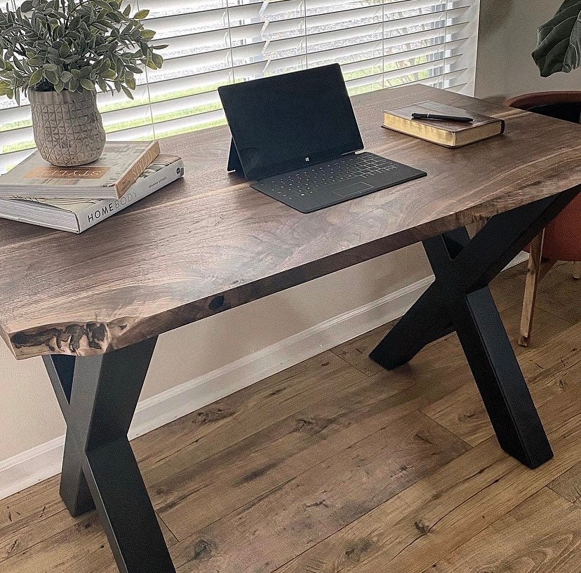 Live Edge Desk Slab Desk Office Desk Etsy