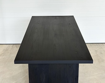 Modern Black Dining Table | Solid Hardwood Slab Leg Table | Minimalist Statement Dining Table | Custom Wood Table