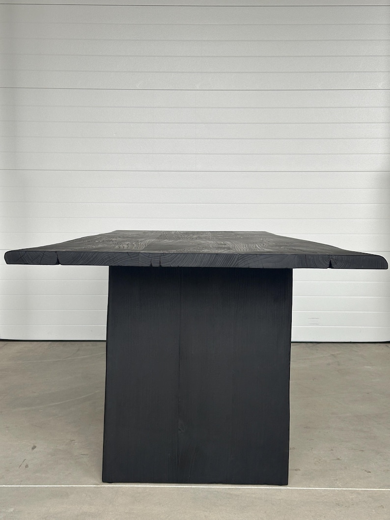 Mesa de comedor moderna negra – Mesa de comedor arquitectónica de madera maciza / Mesa de lujo artesanal / Fabricada bajo pedido imagen 5