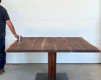 Walnut Live Edge Dining Table | Handmade Solid Wood Pedestal Statement Table