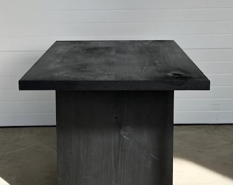 Modern Black Dining Table - Solid Hardwood Architectural Dining Table - Shou Sugi Ban Finish