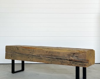 Barn Beam Bench | Rustic Modern Bench | Farmhouse Bench | Entryway Bench