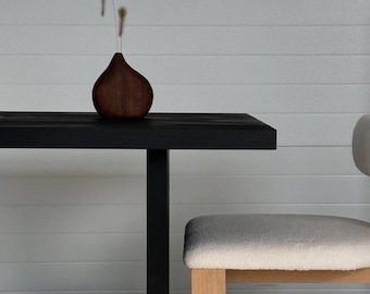 Custom Black Wood Dining Table – Solid Hardwood Handmade Dining Table – Luxury Modern Statement