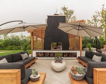 Handmade Cedar Outdoor Sectional Sofa | Modern Patio Lounge Set