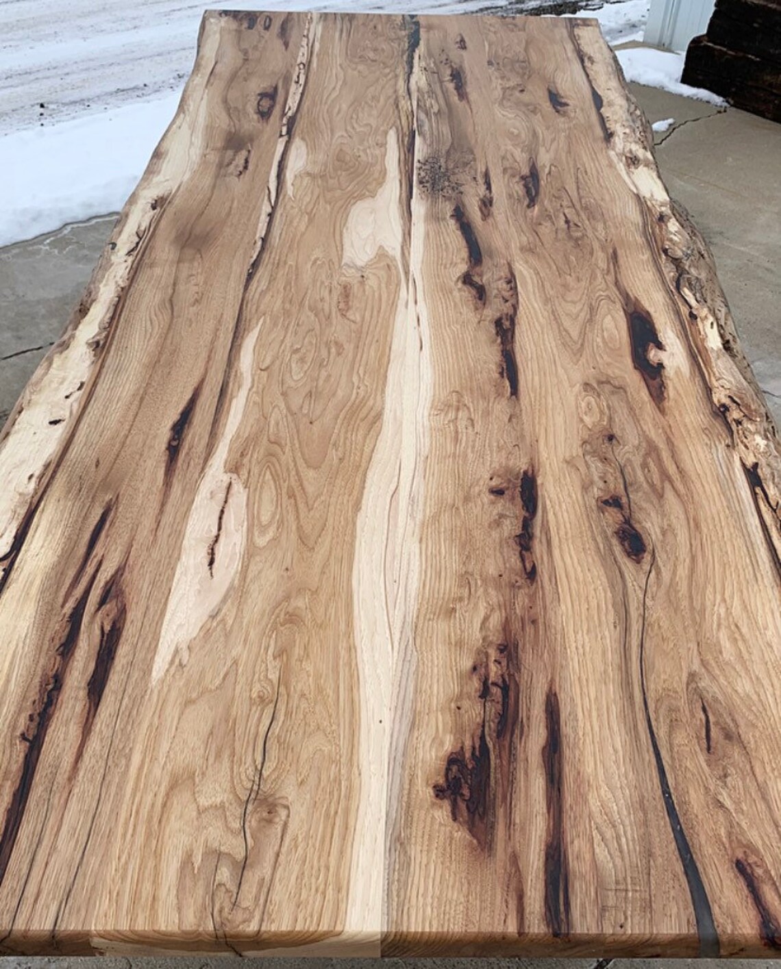 Live Edge Hickory Dining Table Slab Table Rustic Modern Etsy