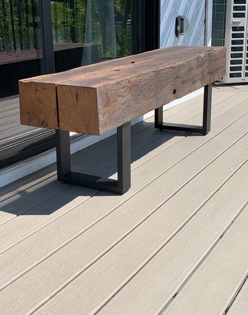 Barn Beam Bench Rustic Modern Bench Farmhouse Bench Etsy