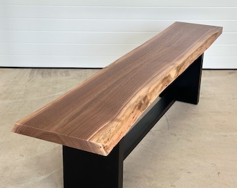 Live Edge Walnut Bench | Dining Bench | Bench Set | Trestle Bench | Entryway Bench