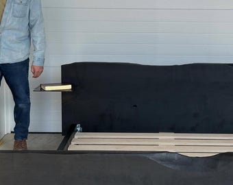Custom Black Wood Bed Frame - Yakisugi Shou Sugi Ban Bed - Live Edge Bed - Modern Luxury Platform Bed