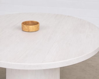 Modern Round Dining Table - Sculptural Pedestal Table - Solid Wood White Finish - Custom Hardwood Table