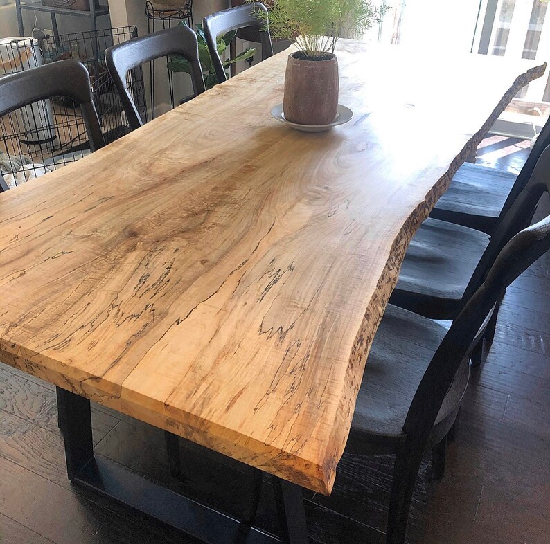 Live Edge Dining Table Slab Table Maple Dining Table Etsy