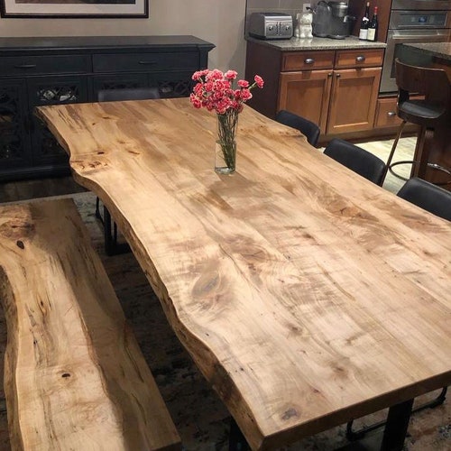 Liveedge Solid Wood Dining Table Etsy