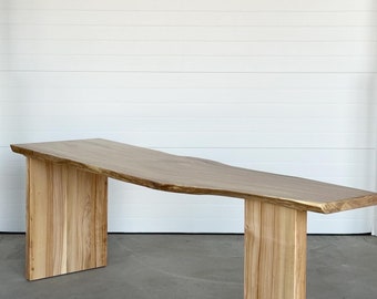 Elm Live Edge Slab Desk | Modern Hardwood Desk