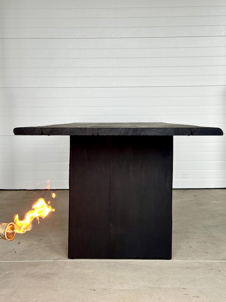 Mesa de comedor moderna negra – Mesa de comedor arquitectónica de madera maciza / Mesa de lujo artesanal / Fabricada bajo pedido imagen 8