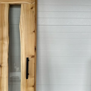 Cedar Sauna Door | Custom Door | Live Edge Sauna Door | Glass Sauna Door