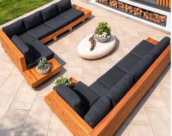 Cedar Patio Sectional | Modern Outdoor Sofa | Custom Patio Seating | Custom Cedar Patio Sectional – Built to Order | Limited Build Slots