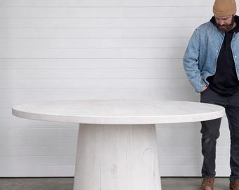 Custom Round Dining Table | 60 72 84 Inch | Solid Wood Pedestal Table | Organic Modern Dining