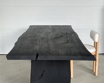 Shou Sugi Ban Dining Table - Handmade Charred Wood Table - Yakisugi Black