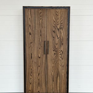 Modern Craftsman Cabinet – Custom Hardwood Storage Cabinet with Black Steel Accents – Soft Close Doors