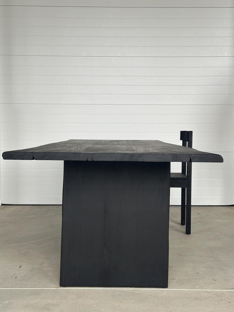 Mesa de comedor moderna negra – Mesa de comedor arquitectónica de madera maciza / Mesa de lujo artesanal / Fabricada bajo pedido imagen 7