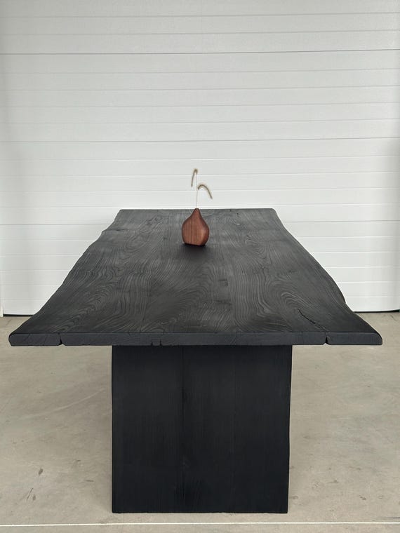 Modern Black Dining Table – Solid Hardwood Architectural Dining Table | Handmade Luxury Statement Table | Built To Order