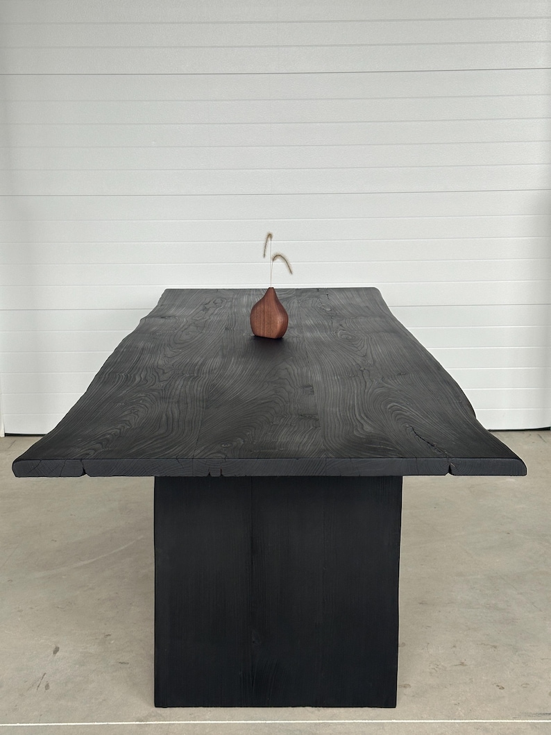 Mesa de comedor moderna negra – Mesa de comedor arquitectónica de madera maciza / Mesa de lujo artesanal / Fabricada bajo pedido imagen 1