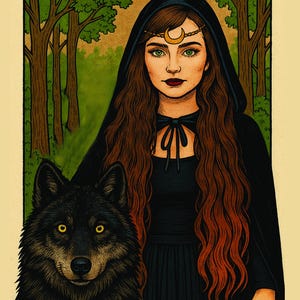 The Witch & The Wolf – 20 Mystical Coloring Pages | Witchy Printable Coloring Book | Mystical Wolves, Digital PFD Download