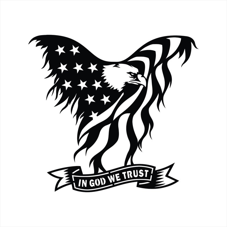 Patriotic American Flag Eagle In God We Trust Decal Sticker Cut Vinyl Car T...