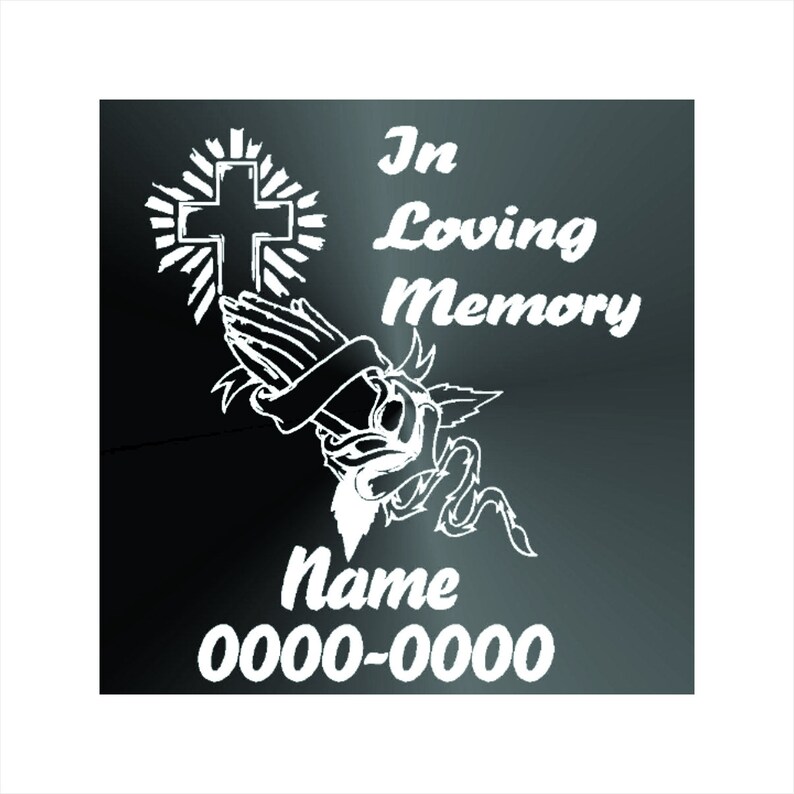 In Memory Custom Praying Hands Vinyl Decal Sticker BUY 2 GET 1 FREE Choose Color