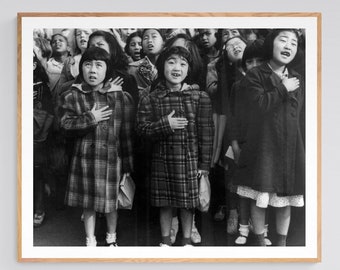 Dorothea Lange, Pledge of Allegiance, Raphael Weill Elementary School, San Francisco, CA 1942, Great Depression Photos, Lange Photo Prints