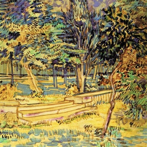 Vincent Van Gogh Print, Stone Steps in the Hospital Garden, van Gogh Watercolor, Saint Remy, Insane Asylum, Mental Hospital, Garden Artwork