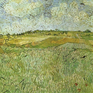 The Plain Near Auvers, van Gogh Print, Vincent van Gogh Artwork, Dutch Artists, Saint Remy Asylum, Landscape Painting, Post Impression Art